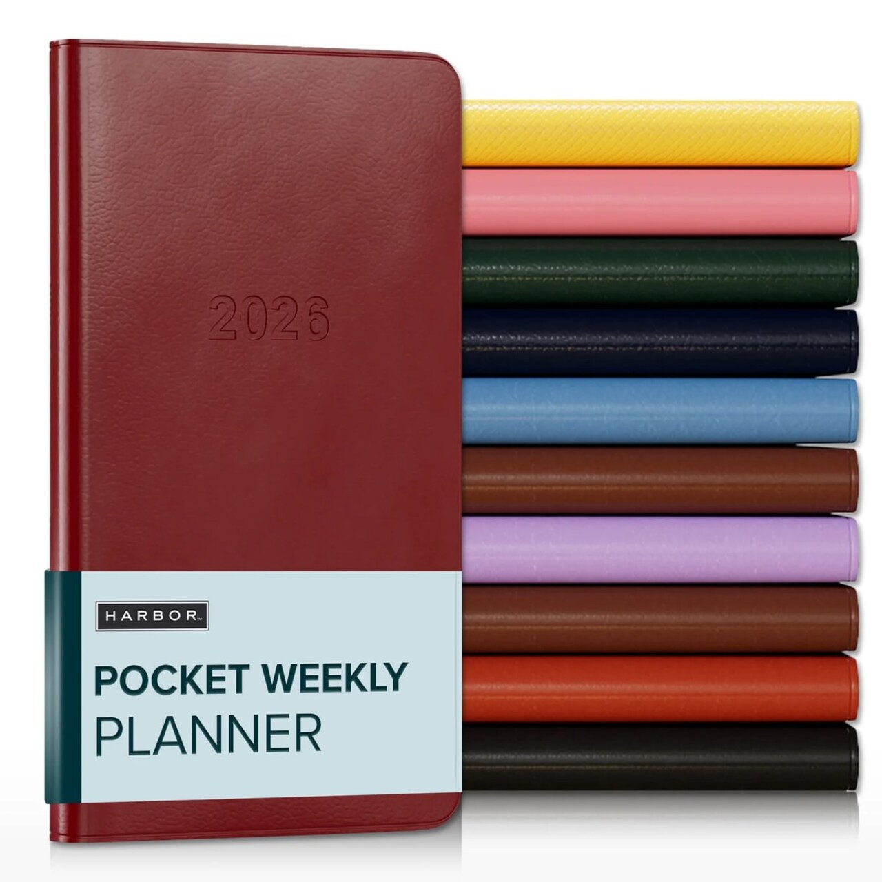 Harbor Pocket Weekly Planner 2026 - Calendar Planner and Notebook, Durable Faux Leather, 192 Pages, Softcover & Book Bound - 6 x 3.25 "